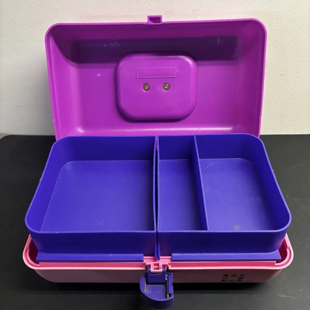 Caboodles Makeup Case Box Kit Purple Pink Crafts Organizer Storage Vintage USA